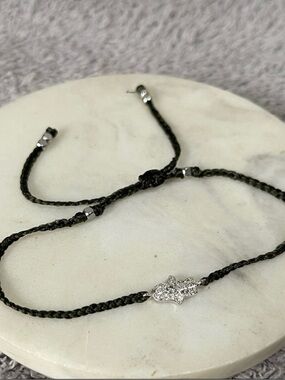 Dessy Collection Black Braided Bracelet with Silver Hamsa Charm